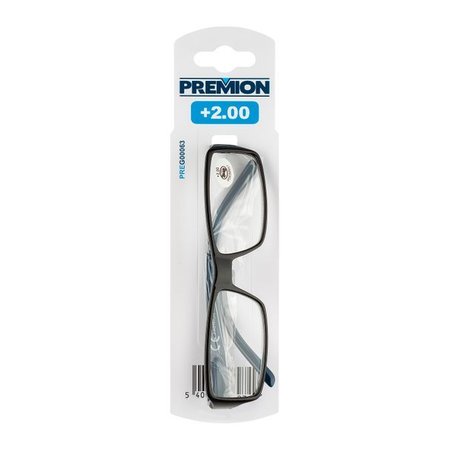 PREMION Leesbril Model 4, Zwart/Blauw, Sterkte +2.00