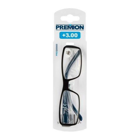 PREMION Leesbril Model 4, Zwart/Blauw, Sterkte +3.00