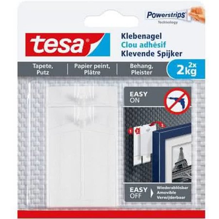 Tesa Powerstrips Klevende Spijker 2x Behang & Pleisterwerk 2kg