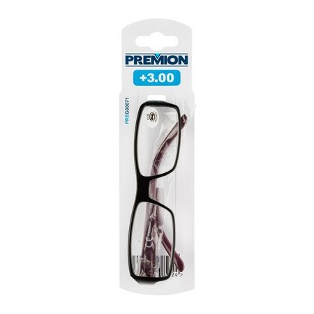PREMION Leesbril Model 4, Zwart/Rood, Sterkte +3.00