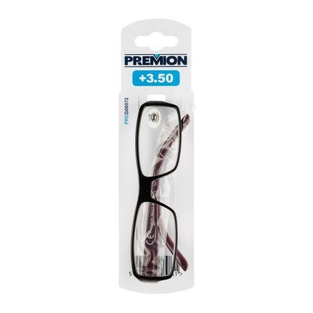 PREMION Leesbril Model 4, Zwart/Rood, Sterkte +3.50